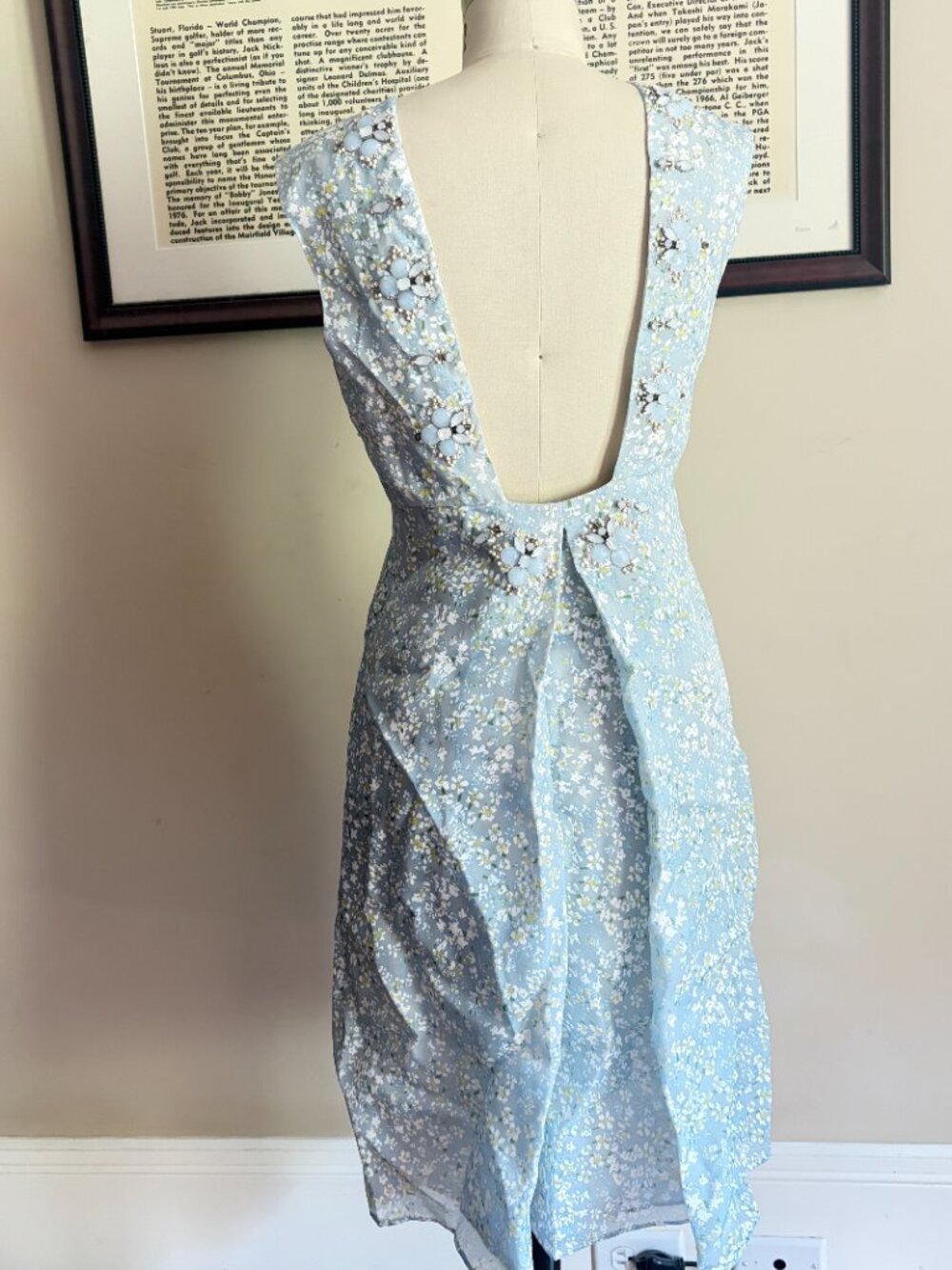 Tory Burch Beaded Dress Size 4 Side Zip fully lined Open back - Picture 5 of 13